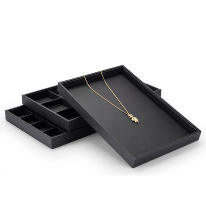 Woodten Black PU Leather Jewelry Display Flat Tray Ring Necklace Watch Organizer Display Tray (1 grid)