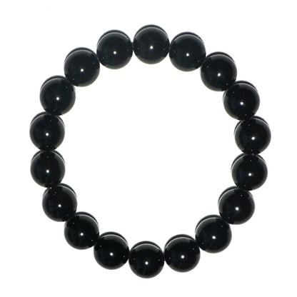 TaHLga Black Tourmaline Bracelet 12MM | Grade Natural Chakra Crystal Jewelry | Birthstone of October, Fit 7.5" Wrist Size, Bring Luck, Peace & Love, Gift for Friends Familys