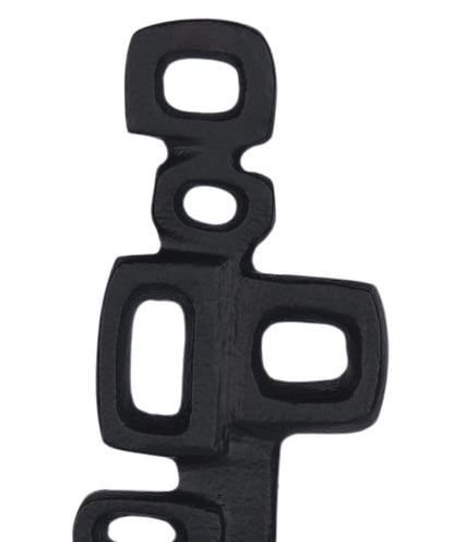 Cruiser’s Caché Abstract Geometric Sculpture, Artisan-Made Cast Aluminum with Black Anthracite Finish, Natural Marble Base, 13"