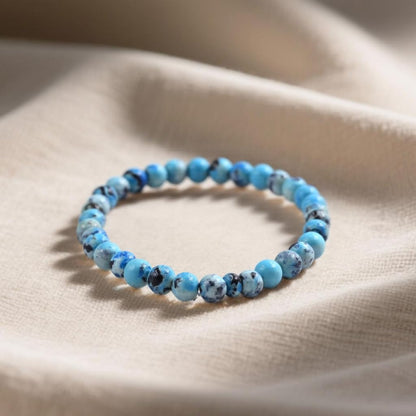 PZTIIY Natural Energy Healing Stone Charm Bracelet 6mm Natural Energy Healing Lava Rock Bracelet - Unisex (Small)