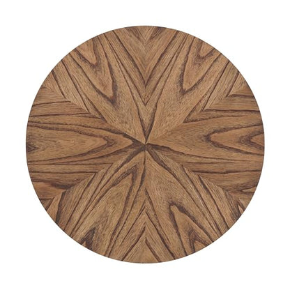 Martin Svensson Home Retro Mid-Century Modern Round Wood End Table, Solid Grain Side Table with Lower Shelf, Small Accent Table for Living Room or Nightstand. Nutmeg Brown.