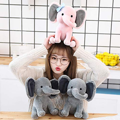 boqopod Stuffed Elephant Animal Plush Toys 9 Inch (Gray)