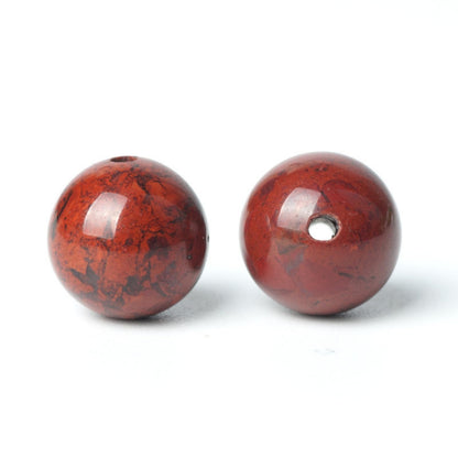 100Pcs Natural Stone 6mm Red Blood Jasper Round Loose Gemstone Energy Healing Beads Hole Size 1mm DIY Smooth Beads for Bracelet Necklace Earrings Jewelry Making