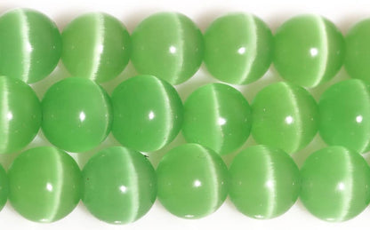 HAAMIIQII 45pcs 8mm Light Green Cat Eye Beads Round Loose Gemstone Beads for Jewelry Making Strand 15 Inch