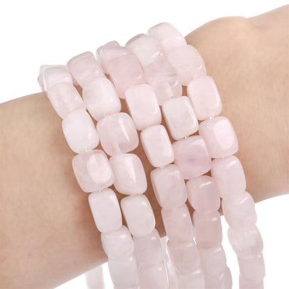 BEADIA Natural Rose Quartz Cuboid Stone Loose Semi Gemstone Beads for Jewelry Making 8mmx12mm 38cm/Strand