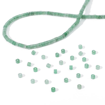 BEADIA Natural Green Aventurine Short Cylinder Beads 2x3mm 155pcs Tube Loose Semi Gemstone Beads for Jewelry Making Design