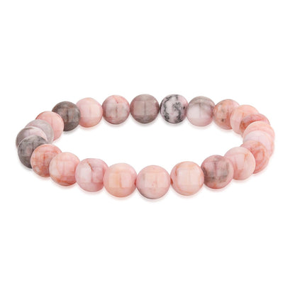Crystal Vibe Pink Zebra Jasper Bracelet for Balance and Harmony - 8mm Beaded Bracelet for Women Men - Healing Crystal Bracelet - Elastic Adjustable Size