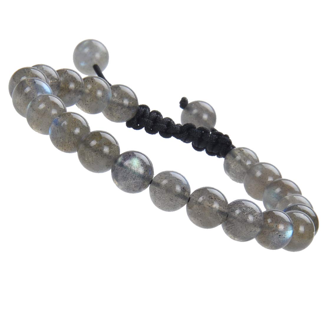 MASSIVE BEADS Natural Healing Power Gemstone Crystal Beads Unisex Adjustable Macrame Bracelets (Labradorite, 8mm)