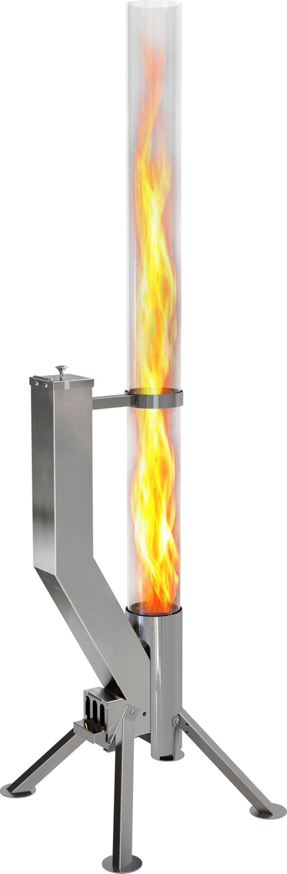 Gardenflare GARDENFLARE Stainless Steel Pellet Stove & Smokeless Firepit, Patio Heater for Ambiance - Fire Pit for Patio, Fire Tube, Outside Backyard Bonfire & Outdoor Fireplace (Silver, Premium)