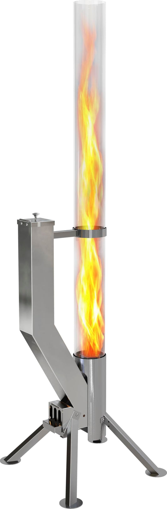 Gardenflare GARDENFLARE Stainless Steel Pellet Stove & Smokeless Firepit, Patio Heater for Ambiance - Fire Pit for Patio, Fire Tube, Outside Backyard Bonfire & Outdoor Fireplace (Silver, Premium)