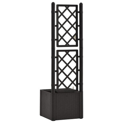 Makastle Garden Raised Bed with Trellis and Self Watering System Plastic Climbing Planter Rattan Design Planter Container Flower Box Garden Decoration 16.9" x 16.9" x 55.9"