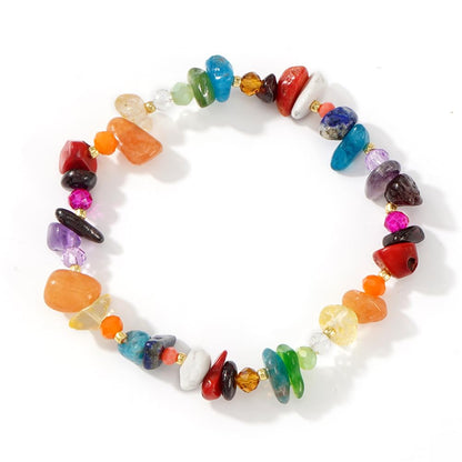 Ustome Colorful Healing Chip Crushed Crystal Inspirational Seven Chakras Beaded Bracelets for Women,Relaxation Energy Inner Peace Stretchy Jewelry,Daily Vacation FriendShip Gifts