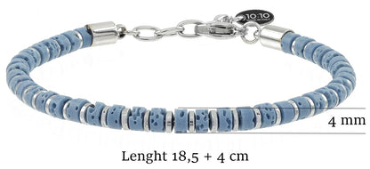 10:10 Beaded Bracelet for Men and Women – Natural Lava Gemstone Bracelet and Stainless Steel – Adjustable, Durable and Elegant – Made in Italy (Turquoise)