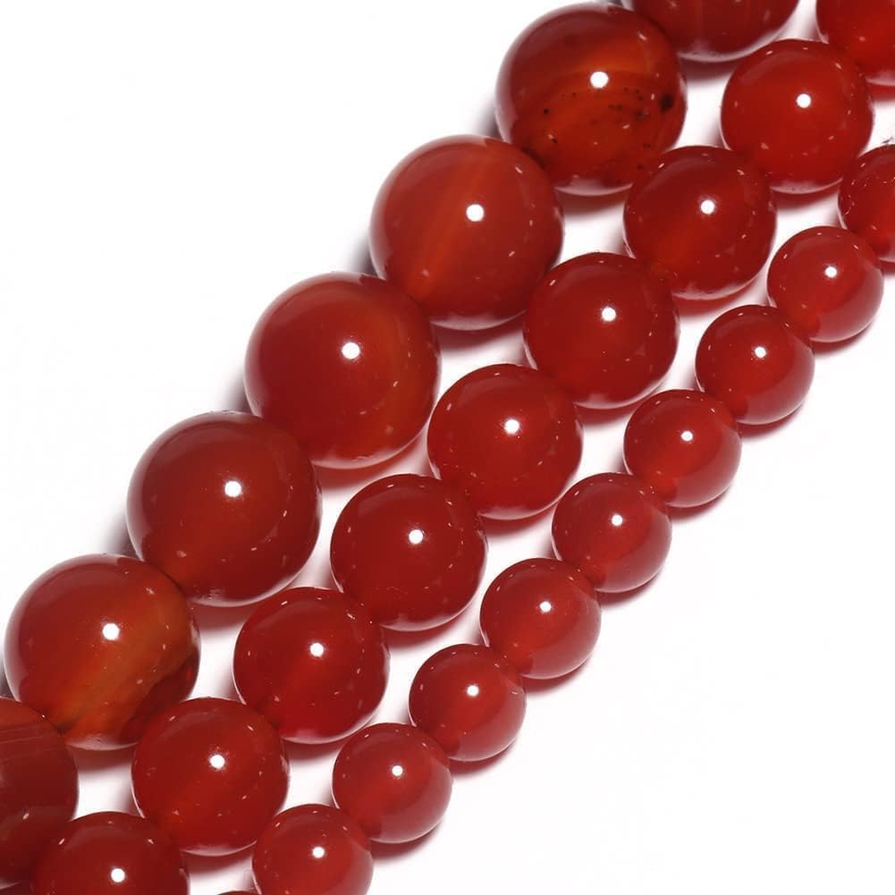 Yochus 45pcs Red Onyx Agate Beads，8mm Healing Power Natural Stone Round Loose Beads for Jewelry Making Earring Necklace DIY Crafts