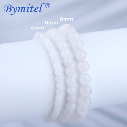 Bymitel 8mm White Jade - Handmade Reiki Gemstone Stretch Bracelet, Natural Beauty & Spiritual Essence, Crystal Healing for Unisex Adults
