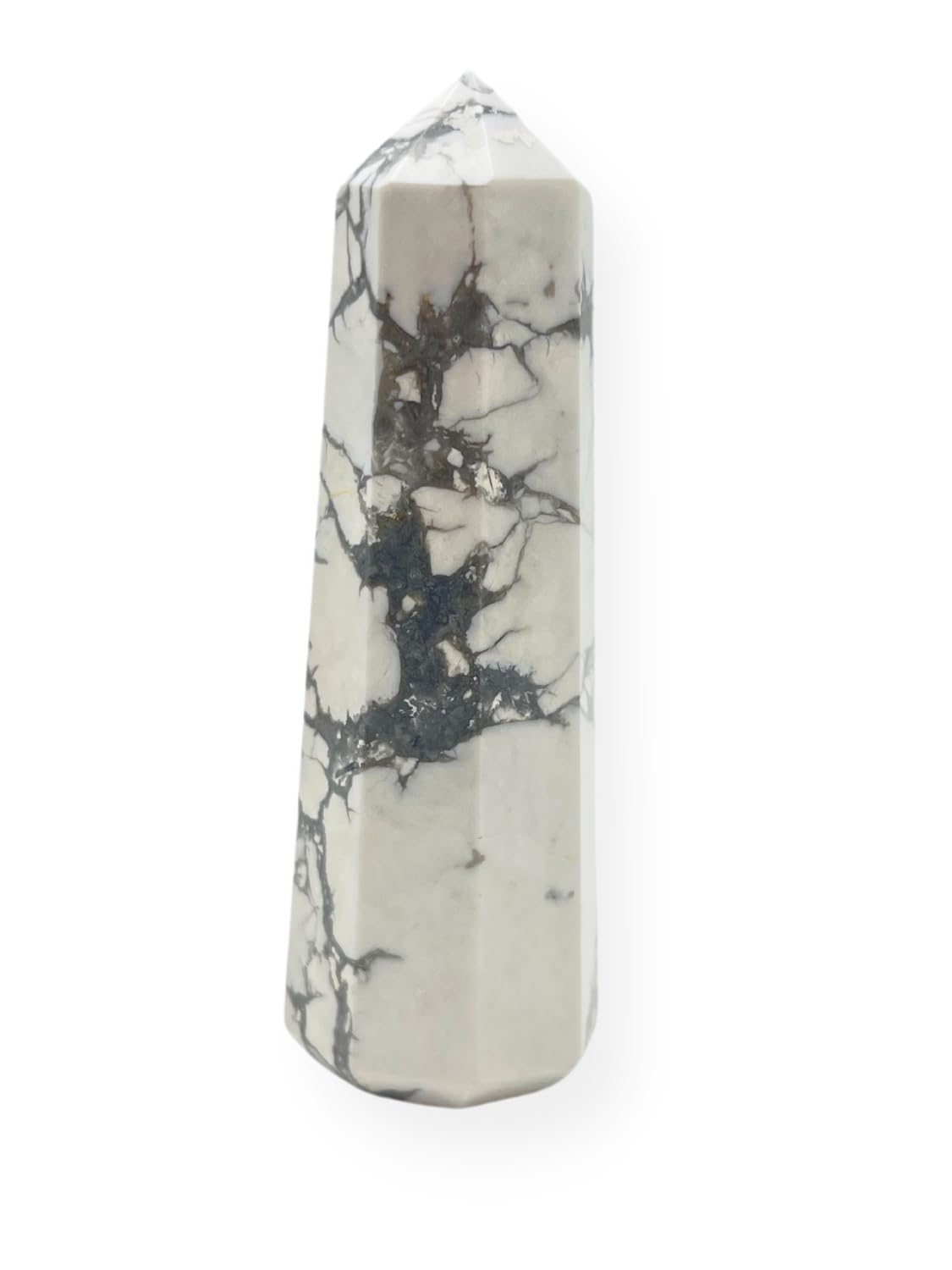 WholesaleGemShop 3 Inch Gemstones HOWLITE Obelisk Tower Jumbo Facet Aura Rock Crystal Natural Polished Earth Wand Spirit