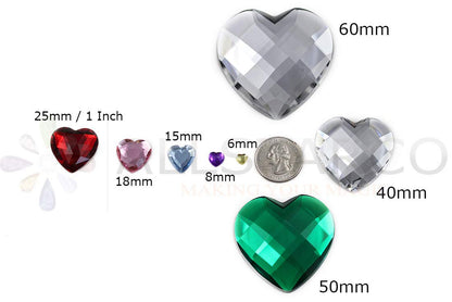 KraftGenius Allstarco 8mm Flat Back Heart Acrylic Rhinestones Tiny Face Gems Body Jewels Card Making Embelishments - 100 Pieces (Green Xmas JG02)