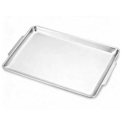 16.3" x 11" Large Serving Platters, Stainless Steel Heavy-Duty Large Serving Trays, Silver Rectangular Plates for Food, Fruit, Party, Wedding, Christmas, Chip and Scratch Resistant