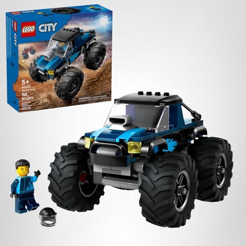 LEGO City Blue Monster Truck Off-Road Toy Playset with a Driver Minifigure, Imaginative Toys for Kids, Fun Gift for Boys and Girls Aged 5 Plus, Mini Monster Truck, 60402