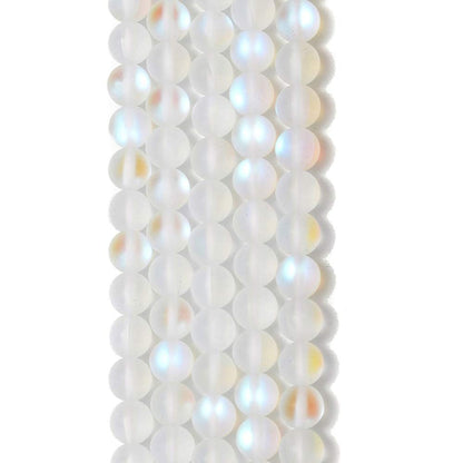 PLTbeads Gorgeous Moonstone Crystal Glass Natural Gemstone Loose Beads 8mm Matte Round Approxi 15 inch DIY Bracelet Necklace for Jewelry Making