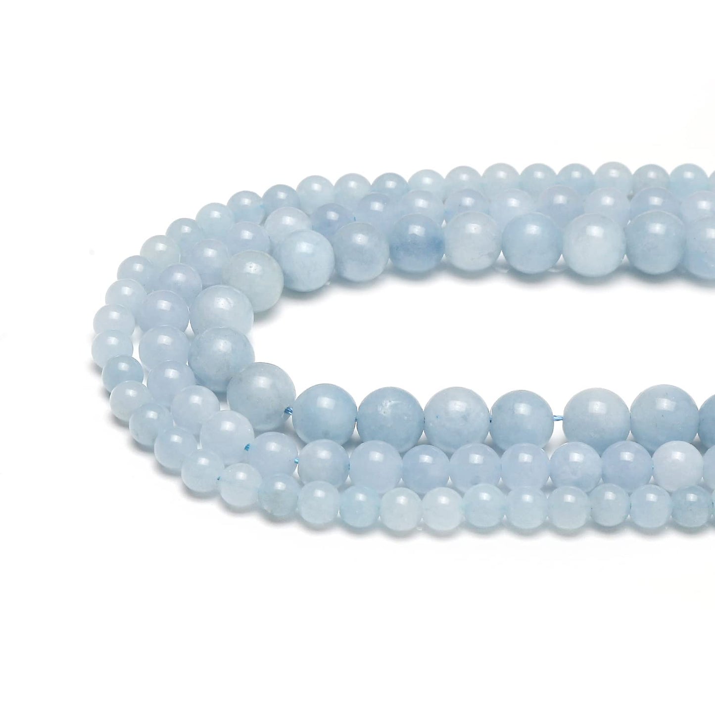 60pcs 6mm Natural Stone Beads Aquamarine Beads Energy Crystal Healing Power Gemstone for Jewelry Making, DIY Bracelet Necklace