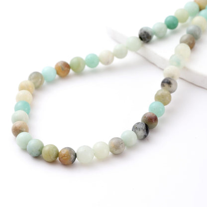 8mm 45pcs DIY Natural Amazonite Stone Beads Round Healing Crystal Gemstone Loose Beads for Jewelry Making Handmade Bracelet Necklace
