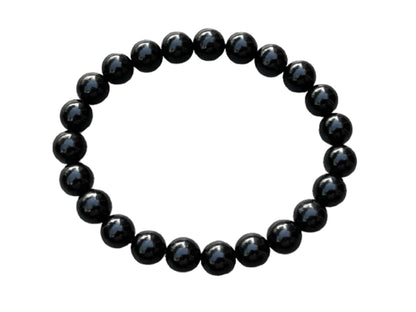 GAF TREASURES Black Obsidian Crystal Bead Bracelet 8mm, Genuine Black Obsidian Stretch Gemstone Bracelet, Healing Crystal Bracelet, Gift for Men & Women (1)