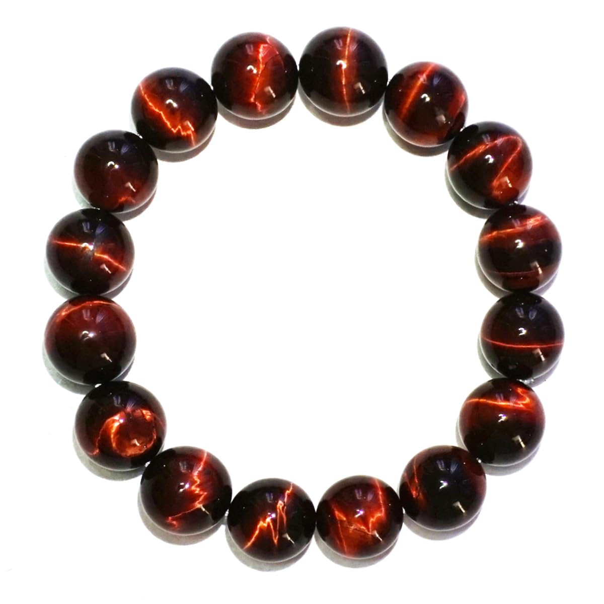 14MM Red Tigers Eye Bracelet for Unisex | Natural Healing Root Chakra Gemstones | Fits for 9" XLarge & Strong Wrist | Bring Luck & Fortune | Anxiety Stress Relief Spritual Gift for Friends Familys