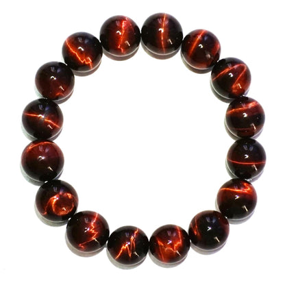 14MM Red Tigers Eye Bracelet for Unisex | Natural Healing Root Chakra Gemstones | Fits for 9" XLarge & Strong Wrist | Bring Luck & Fortune | Anxiety Stress Relief Spritual Gift for Friends Familys