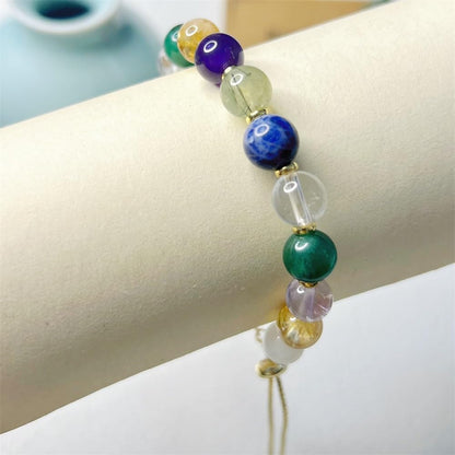 Zyh The ocean Natural Chakra Stones Bracelets Adjustable 8mm Gemstone 14K Gold Plated Bracelet Crystal Jewelry