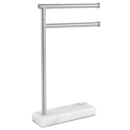 KES Hand Towel Holder Stand for Bathroom, Countertop Towel Stand Swivel with Marble Base, 17.3" 2 Arms Hand Towel Holder Freestanding Counter Top 18/8 Stainless Steel Brushed Finish, BTH233A-2