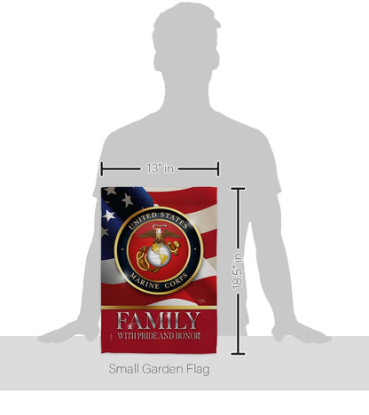 US Marine Family Honor Garden Flag - Armed Forces Corps USMC Semper Fi United State American Military Veteran Retire Official - House Banner Small Yard Gift Double-Sided Made in USA 13 X 18.5