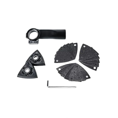 Fein Dust Extraction Set for MultiMaster Tools - Includes Rotatable Suction Hose, (2) Perforated Sanding Pads and (15) Assorted Sanding Sheets - 92602102000