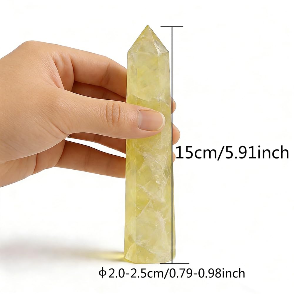 Natural Citrine Crystals Point Wand Reiki Healing Stone Rose Quartz Crystal Pillars for Crystal Collectors and Reiki Energy Balance(5.9inch Wand Citrine)