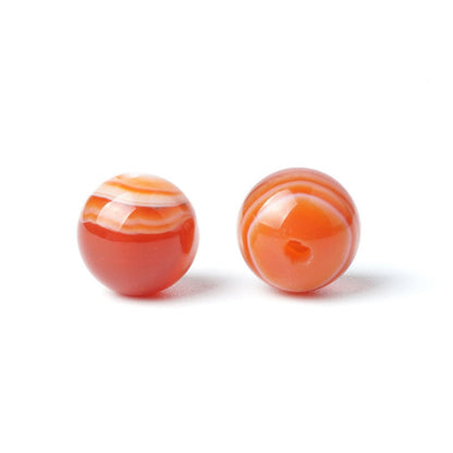 100Pcs Natural Stone 8mm Red Striped Agate Round Loose Gemstone Energy Healing Beads Hole Size 1mm DIY Smooth Beads for Bracelet Necklace Earrings Jewelry Making