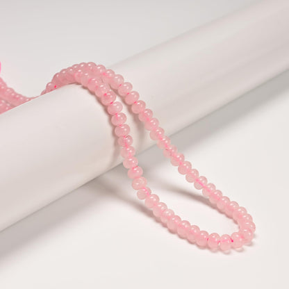 ICAI 4x6mm Natural Rondelle Beads – Loose Gemstone Spacers for DIY Jewelry Making (Rose Quartz)