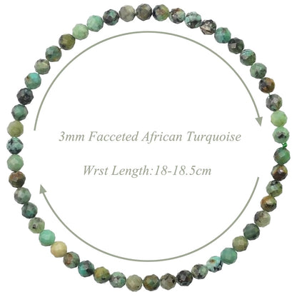 MASSIVE BEADS Natural Genuine Gemstone Beads Healing Crystal Chakra Reiki Jewelry Faceted Round Beads Bracelets (African Turquoise, 3mm)