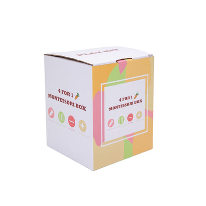 4 in 1 Montessori Play Kit Box - Cotton Swab Board, Coin Box, Carrot Harvest Game, Matchstick Color Drop Game Montessori Toys for Babies 6-12 Months, 1 Year, 2 Year