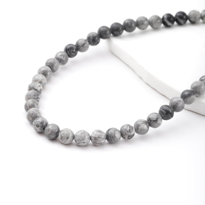 8mm 45pcs DIY Natural Map Stone Beads Round Healing Crystal Gemstone Loose Beads for Jewelry Making Handmade Bracelet Necklace