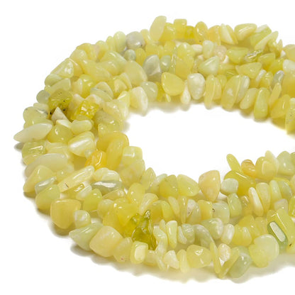 jodaying 7-8mm Natural Lemon Jade Gemstone Chips Healing Gravel Bracelets Necklace Kit Irregular Tumble Stone Beads DIY Crafts Design Jewelry Making 32"