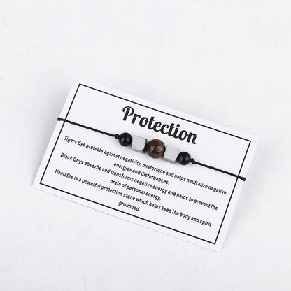 tenghong2021 Chakra Crystal Beaded Bracelet with Wish Card Adjustable Spiritual Anxiety Stone Beads Braide String Bracelet Yoga Meditation for Women Men Jewelry Birthday Gifts-Protection