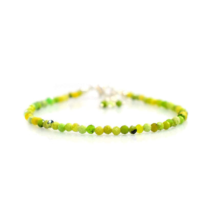 Gempires Green Opal Bracelet for Women | Dainty Handmade Gemstone Beads 2.5 mm | Minimalist Stacking Jewelry | Lightweight Everyday Bracelet | Thoughtful Gift for Her