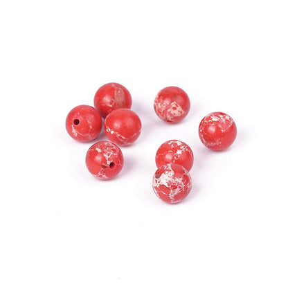100Pcs Natural Stone 8mm Red Imperial Jasper Round Loose Gemstone Energy Healing Beads Hole Size 1mm DIY Smooth Beads for Bracelet Necklace Earrings Jewelry Making