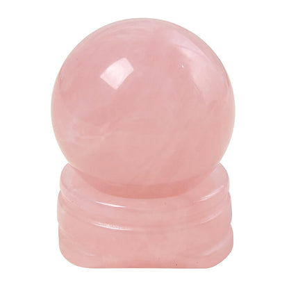 Casaper Natural Rose Quartz Ball with Stone Stand, Healing Crystal Sphere for Home Fengshui Yoga Meditation, Reiki Energy Balancing 1.18”(30mm)