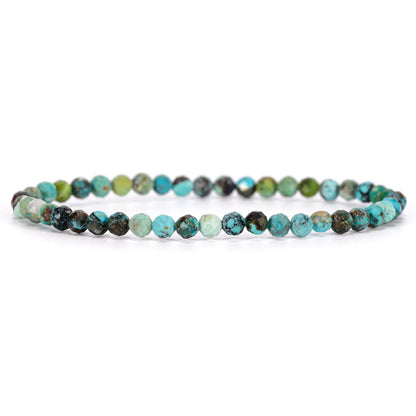 Angelstones Natural Turquoise Gemstone Stretch Bracelet, 4mm Faceted Round Beads, Crystal Healing for Women