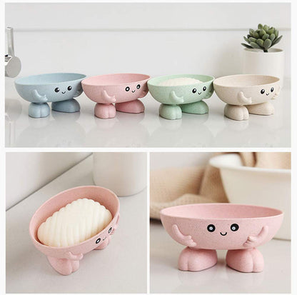 Soap Holder, Cartoon Lovely Soap Box for Bathroom and Kitchen Bathtub Sink Anti-Slip Design Soap Case Cute Soap Dish (Green)