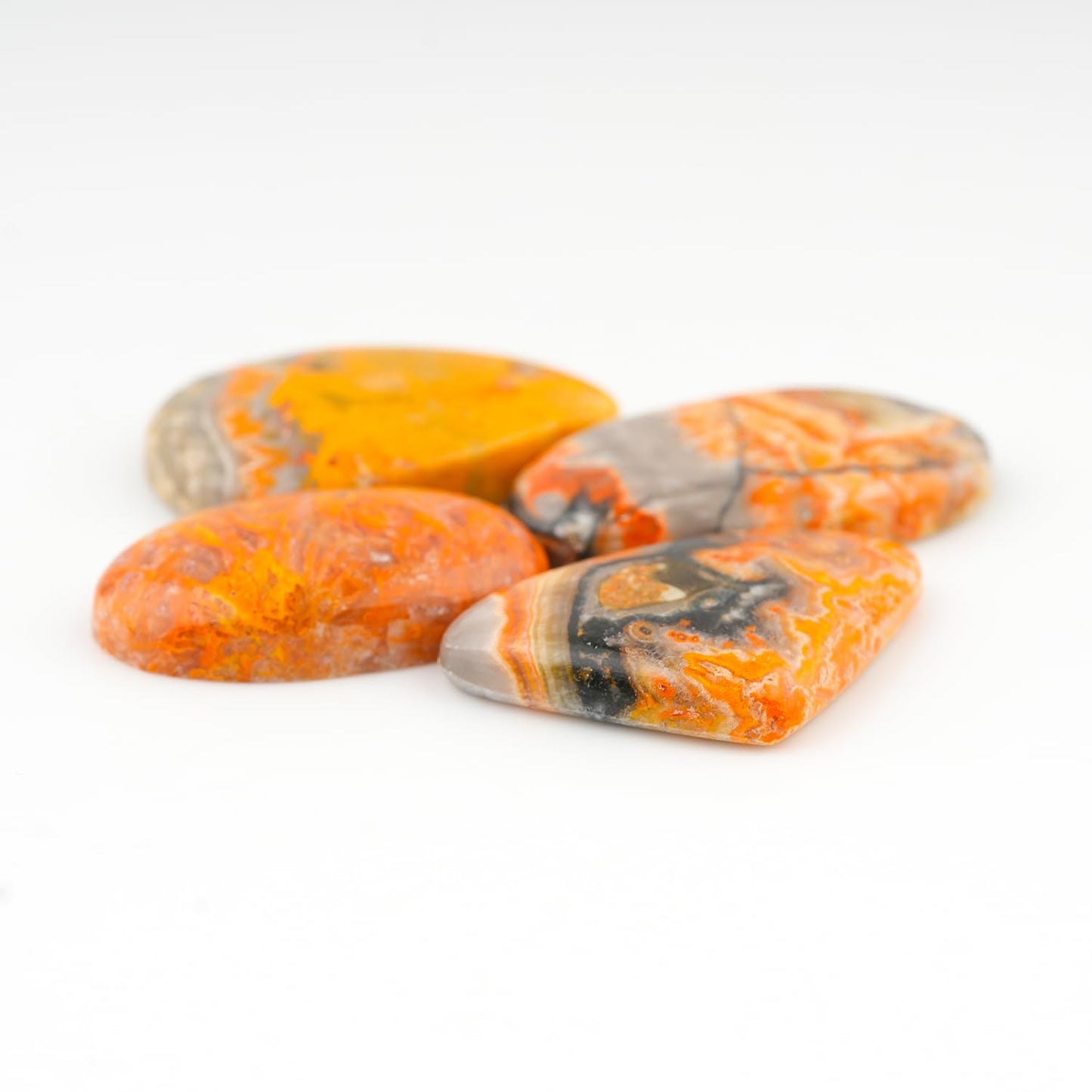 CRYSTALINES 4pcs Wholesale Natural Bumble Bee Jasper Gemstone, Assorted Flatback Loose Crystals, Bulk Cabochon Stone, DIY Crafts-Jewelry Making, Polished Lapidary Supply, Wire Wrapping, Gem Collection
