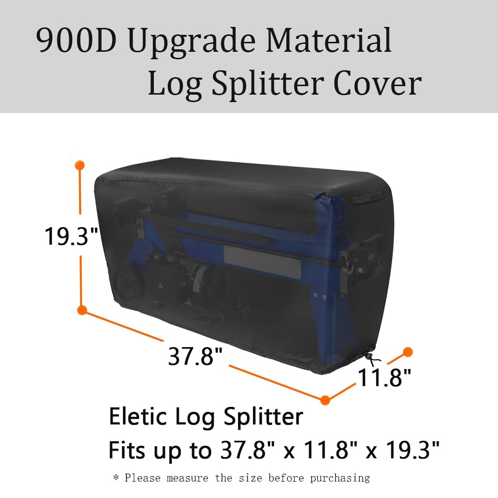 YHINGG Log Splitter Cover Waterproof 900D Oxford Cloth 37.8" x 11.8" x 19.3" Suitable for 5-9 ton Gas or Electric Log splitters Weather-Resistant Wood Splitter Cover (5-9 Ton)