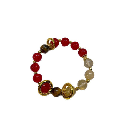 Pink Crystal Bracelets, 8mm Gemstone Bracelet Love Stone, Rose Stone Healing Crystal ，Soothe Anxiety, Meditate, Relax, Enhance Emotional and Romantic Atmosphere (Incantation scarlet, One Size)