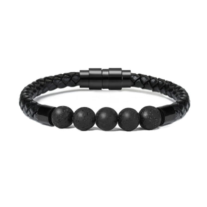 shajwo Cremation Jewelry Lava Stone Urn Bracelet for Ashes for Women Men Chakra Healing Balancing Genuine Leather Memorial Bracelets,Black